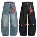With Pendant Heart Patch Embroidery Wide-Leg Jeans Men's Scimitar INS Trendy Brand Personality Loose Long Pants_mkmklike.com