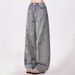 Women's Clothing High Waist Ripped Jeans Wide Leg Design Embroidered Bear Detail Spring Autumn Fashion Casual Denim_mkmklike.com