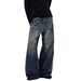 Men's American Style Washed Distressed Wide Leg Jeans Loose Fit High Street Straight Leg Floor Length Trousers Black Blue Cotton_mkmklike.com