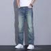 2025 New Summer Versatile Jeans Men, Straight Tube, Slim Fit, Washed, Grinding White, Made Old Pants For Men_mkmklike.com