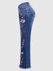 K New High Elasticity Embroidered Flared Jeans For Women_mkmklike.com