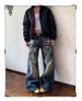 Men's Clothing Men's Vintage Washed Loose Straight Leg Jeans - Distressed Denim Pants With Bamboo Knot Texture For Casual Wear (Blue, S-3XL)_mkmklike.com