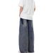 Unisex High Street Vibe Ripped Jeans Retro Washed Loose Straight Leg Wide Leg Pants_mkmklike.com