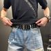 Slim Fit Men's Ripped Jeans Light Blue Straight Leg Washed Denim Slightly Flared Long Durable Harem Pants_mkmklike.com