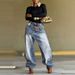 New Women's Layered Washed Denim Wide Leg Pants Fashion Design Comfortable Fit_mkmklike.com