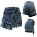 Women's Clothing Stretch Denim Overalls Zipper Multi Pocket Denim Shorts_mkmklike.com