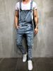 Men's Clothing Fashion Men's Strappy Denim Rompers Ripped Jeans Trousers Trendy Pop Work Clothes_mkmklike.com