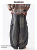 Retro American Washed Scimitar Jeans Deconstructed Slimming Straight Wide Leg Trousers Loose Casual Jeans for Men And Women_mkmklike.com