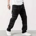 Men's Classic Straight Fit Work Jeans With Multiple Pockets - Comfortable Stretch Denim Pants For Casual Wear (Black, Grey)_mkmklike.com