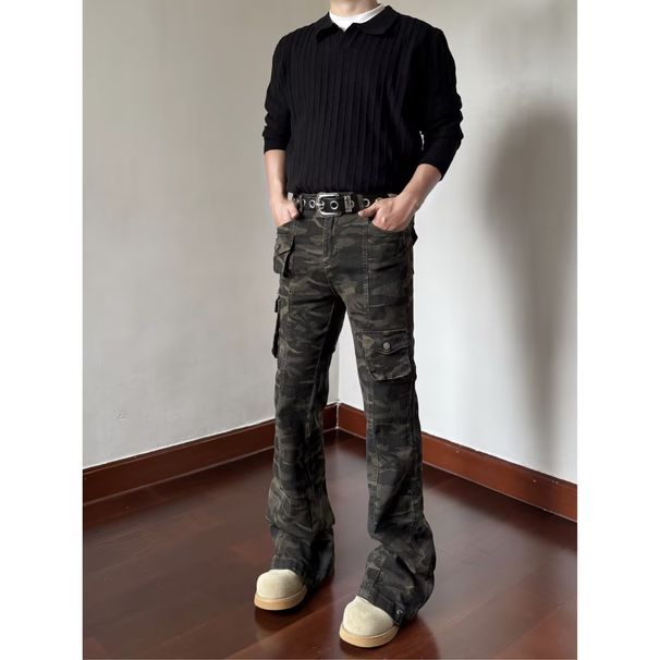Vintage Camo Slim Fit High Waist Jeans For Women - Stretchy Denim Straight Leg Pants With Retro Wash_mkmklike.com