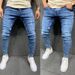 High Quality Worn-out Small Foot Stretch Tight Fitting Jeans, Men's Jeans_mkmklike.com