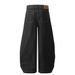 Large Pocket Scimitar Jeans Men's Loose Washed Trendy Curved Wide-Leg Street Solid Color Stitched Long Pants_mkmklike.com