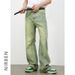 Nirben Men's Vintage American Casual Jeans, Retro Loose Flare Fit With Stitch Splicing, Fashion Versatile Denim Pants_mkmklike.com