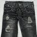 Gothic Retro Double Waist Tie Flared Jeans For Women Y2K Street Washed Distressed Ripped Design Trousers_mkmklike.com