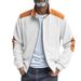 Cross-Border American Style Autumn Winter Men's Heavy Loose Corduroy Casual Simple Patchwork Retro Stand Collar Jacket_mkmklike.com