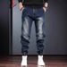 Men’s Slim-Fit Cargo Jeans – Vintage Workwear Style With Stretch & Contrast Paneling, Street-Ready Tapered Leg_mkmklike.com