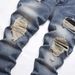 Men's Straight Fit Distressed Jeans - Vintage Washed Denim Pants With Ripped Details (28-40)_mkmklike.com
