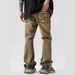 Men's Slim Fit Straight Leg Jeans Retro American Style Washed Distressed High Street Autumn Winter Slightly Flared Trousers_mkmklike.com