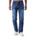 Men's Clothing Classic Straight Fit Men's Jeans - Comfortable Cotton Denim Pants With Embroidery Detail For Everyday Wear (Blue, Black)_mkmklike.com
