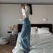 Women's Clothing Classic High Waist Loose Slim Hot Girl Jeans Washed Blue Street Style Wide Leg Trousers For Women_mkmklike.com