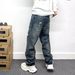Men's Clothing Men's Distressed Patched Jeans Casual Edgy Straight Leg Loose Fit Trendy High Street Style For Formal & Casual_mkmklike.com