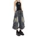 Regular Unbranded Summer Design Sense Multi-Pocket Cargo Denim Capri Shorts Women Straight Pants High Waist_mkmklike.com