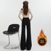 YKK Popular 2025 Autumn And Winter New Elastic High-waisted Slim-fit Micro-flared Black Jeans For Women With Fleece_mkmklike.com
