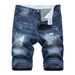 Men's Ripped Denim Shorts Summer Cotton Light Color Suitable For Slim Fit Mid Pants Versatile Retro Men's Jeans_mkmklike.com