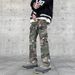 Men's Clothing High Street Ink Splash Camouflage Overalls With Multiple Pockets Loose Straight Leg Wide Leg Ripped Trendy Hip Hop Jeans_mkmklike.com