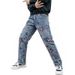 Laike Men's Loose Straight Leg Jeans Embroidered Casual Washed Summer Style Cross Border Trendy American Versatile New Pants_mkmklike.com