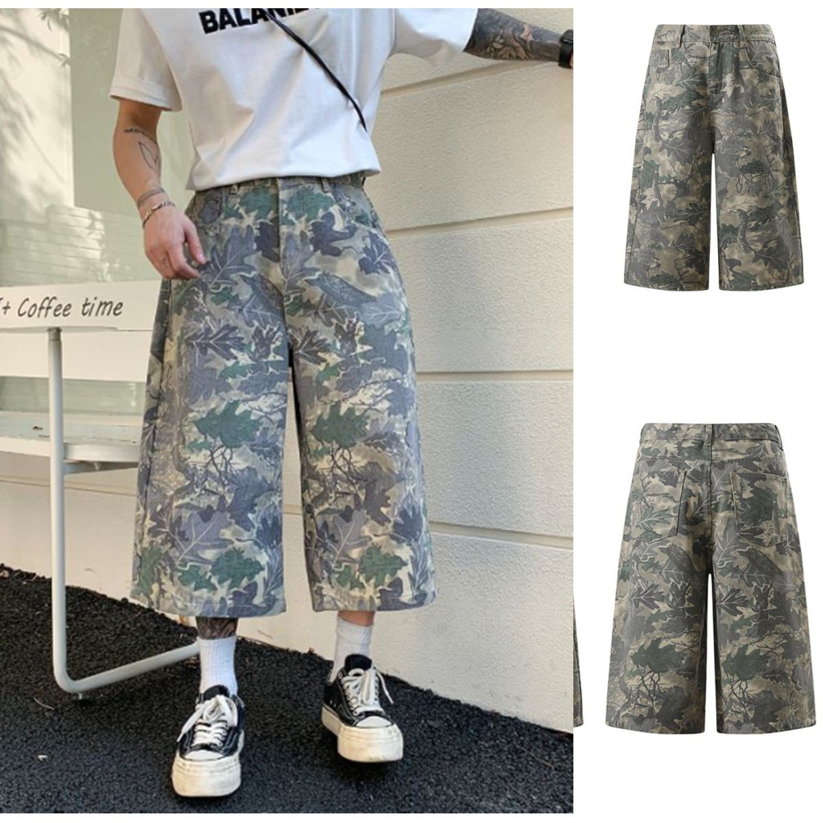 Men's Clothing Men's Retro High-Waisted Wide Leg Trousers Straight Leg Cropped Jeans Versatile Loose Fit Denim_mkmklike.com