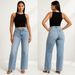 Vintage Women's Straight Leg Jeans - Mid-Rise Stretch Denim Pants With Slimming Fit & Butt-Lifting Design, Blue & Light Blue Wash (XS-3XL)_mkmklike.com
