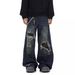 Men's Clothing Niche Distressed Camouflage Vintage Camo Patchwork Distressed Jeans For Men – Relaxed Fit Wide Leg Trousers With Streetwear Style_mkmklike.com