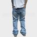 Vintage Distressed Jeans For Men & Women - Washed Denim Pants With Splatter Paint Design, Straight Leg, Stacked, Oversized Fit, Hip Hop Streetwear_mkmklike.com