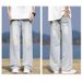 Men's Washed Wide-Leg Jeans - Vintage Straight Denim Pants For Streetwear & Casual Versatile Styling_mkmklike.com