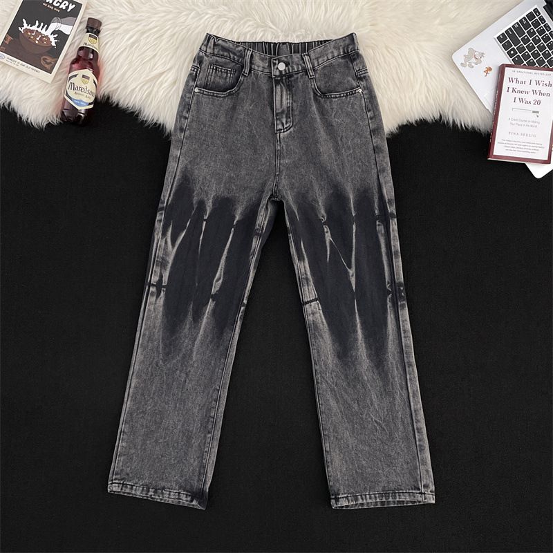 Men's Clothing Jeans 2025 Summer Men's American Narrow Version Slim Straight Semi Elastic Washed Flared Trousers_mkmklike.com
