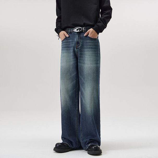 Men's Clothing Running Style Korean A Type Straight Jeans Men's Fashion Brand Loose Wide Leg Mopping Long Pants_mkmklike.com