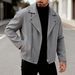 European American Cross-border Autumn And Winter New Men's Personalized Diagonal Zipper Lapel Woolen Jacket, Casual_mkmklike.com