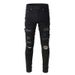 Men's Clothing American Style Ripped Jeans Men's Trendy Brand Trousers Diamond Studded Slim Black High Street Men's Trousers 565_mkmklike.com