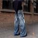 American High Street Design Graffiti Jeans Men's Trendy Brand Niche Vintage Washed Ink Splash Loose Wide-Leg Pants_mkmklike.com