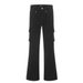 Unisex Retro Cargo Pants – Black Utility Workwear Jeans (Straight-Leg Bootcut, Multi-Pocket Design)_mkmklike.com