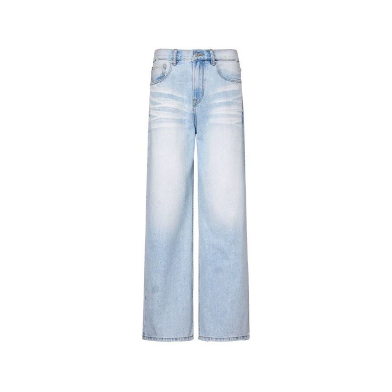 Men's Blue Straight Leg Jeans Spring Summer New Style Retro Cleanfit Whiskered Loose Breathable Versatile Long Pants_mkmklike.com