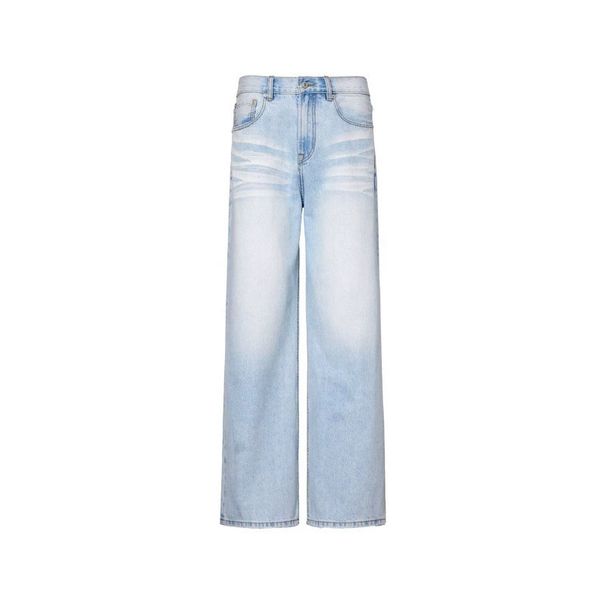 Men's Blue Straight Leg Jeans Spring Summer New Style Retro Cleanfit Whiskered Loose Breathable Versatile Long Pants_mkmklike.com