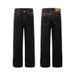 Men's Clothing Dark Plaid Patchwork Jeans Loose High End Casual Straight Pants_mkmklike.com