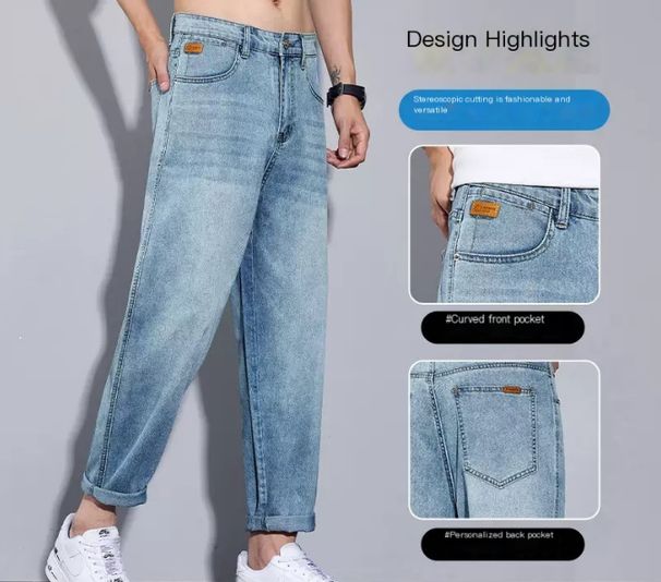 2025 Spring/Summer Men's Vintage American Style Loose-Fitting Fashionable Casual Ice Silk Pants_mkmklike.com