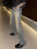 Men's European Style Stretch Slim Fit Straight Leg Jeans Spring Summer Collection Rhinestone Embellishments Sophisticated High End Look_mkmklike.com