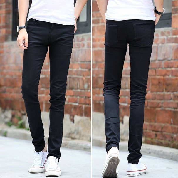 Men's Slim Fit Stretch Skinny Jeans Black Denim Pants Tapered Leg Casual Streetwear_mkmklike.com