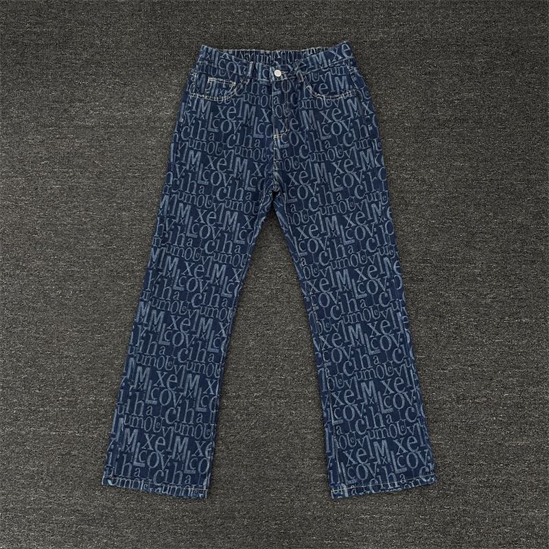 Men's Clothing Jeans 2025 Summer Men's Cross Border Handsome Street Style Straight Leg Casual Flared Pants Trend_mkmklike.com