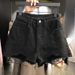 K Women's New Oversized Loose A-line Ripped Denim Shorts With Rough Edges_mkmklike.com