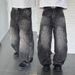 Gothic Punk Cargo Pants - Y2K Harajuku Vintage Washed Wide-Leg Jeans With Distressed Details_mkmklike.com